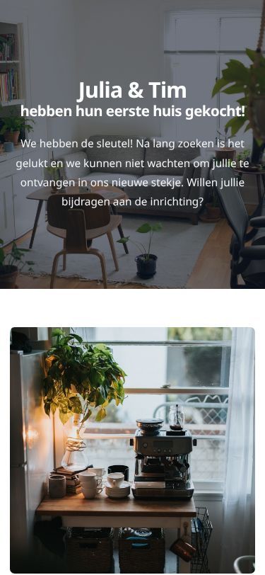 Screenshot van de gemaakte giftlijst